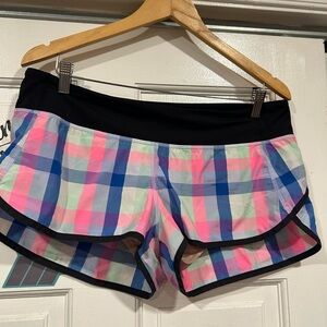 Lululemon Athletica Pink and Blue Plaid Athletic Shorts